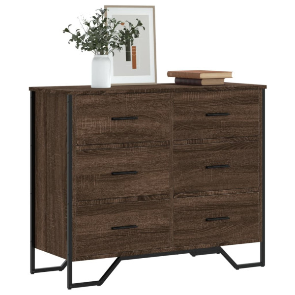 Cajonera de madera de ingeniería marrón roble 91x35.5x74.5 cm