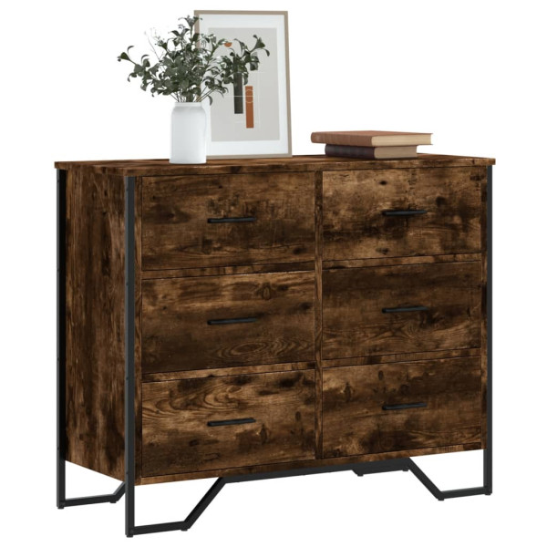 Cajonera de madera de ingeniería roble ahumado 91x35.5x74.5 cm