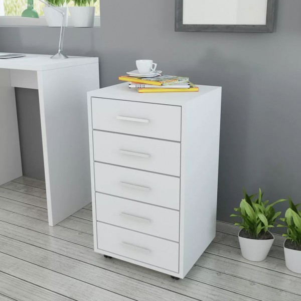 Cajonera de oficina con ruedas 5 cajones blanca