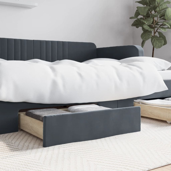 Cajones de cama 2 uds madera ingeniería y terciopelo gris