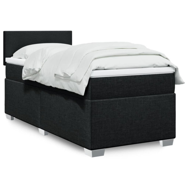 Cama box spring con colchón tela negro 100x200 cm