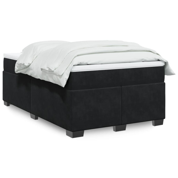 Cama box spring con colchón terciopelo negro 120x200 cm