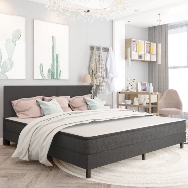 Cama box spring tela gris oscuro 200x200 cm