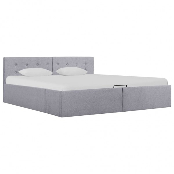 Cama canapé hidráulica almacenaje LED tela gris claro 160x200cm