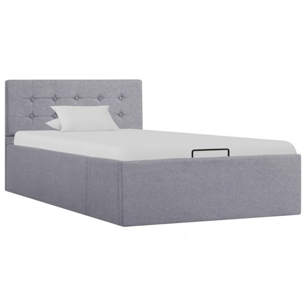 Cama canapé hidráulica con almacenaje tela gris claro 90x200cm