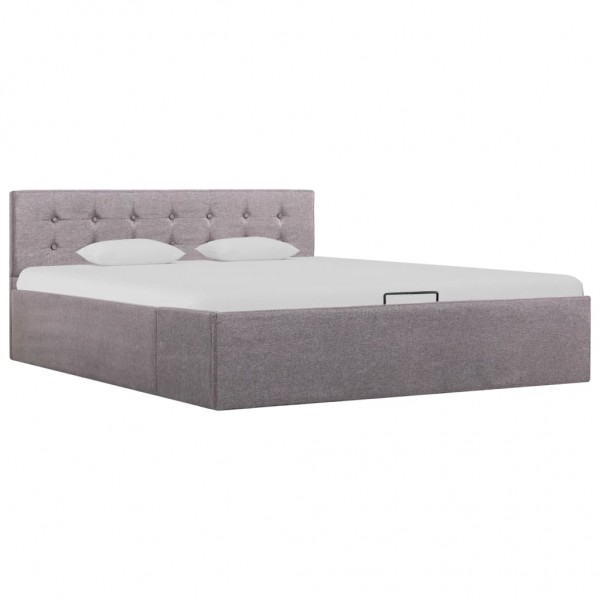 Cama canapé hidráulica con almacenaje tela gris topo 140x200 cm