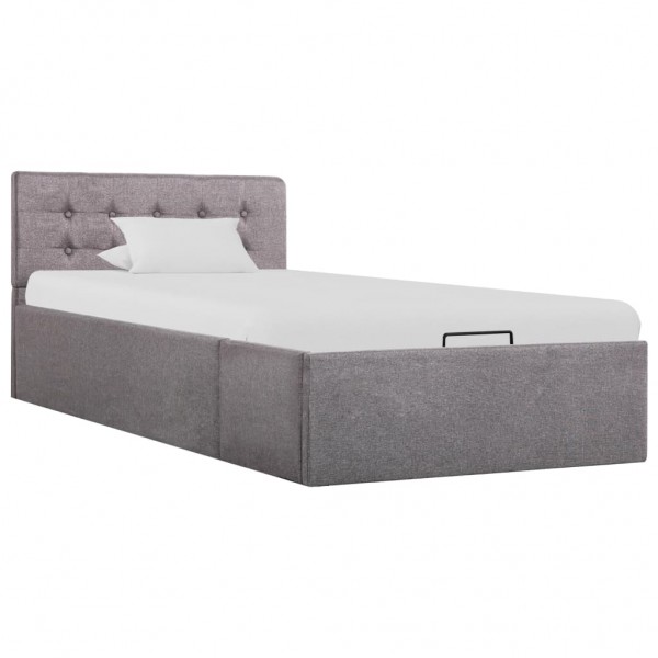 Cama canapé hidraúlica con almacenaje tela gris topo 90x200 cm