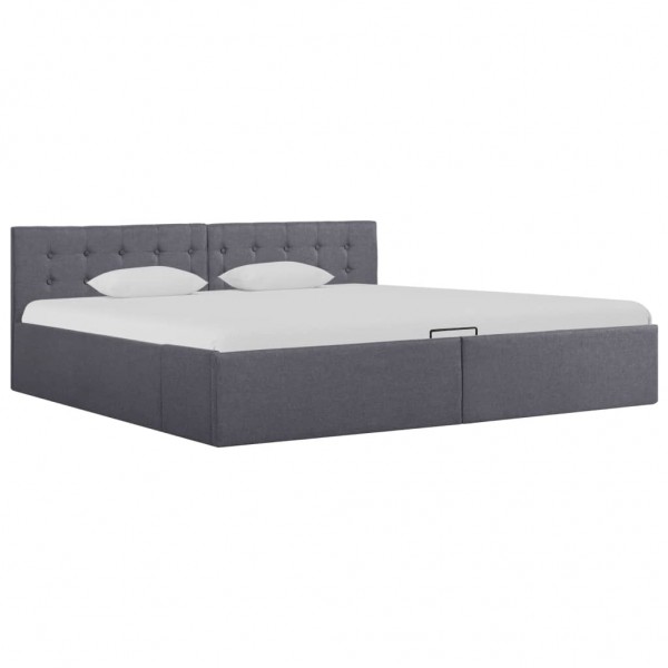 Cama canapé hidráulica con LED tela gris oscuro 180x200 cm