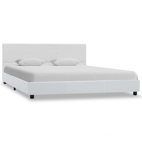 Cama canapé hidráulica cuero sintético blanco 140x200 cm