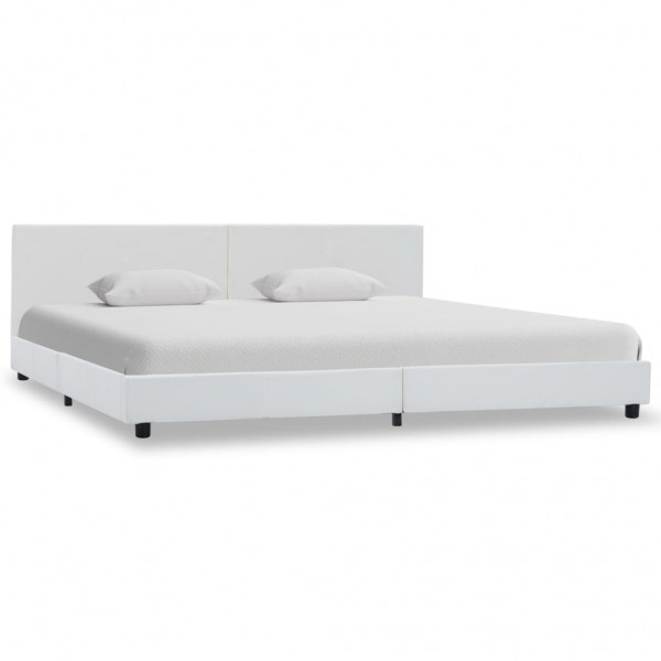 Cama canapé hidráulica cuero sintético blanco 180x200 cm
