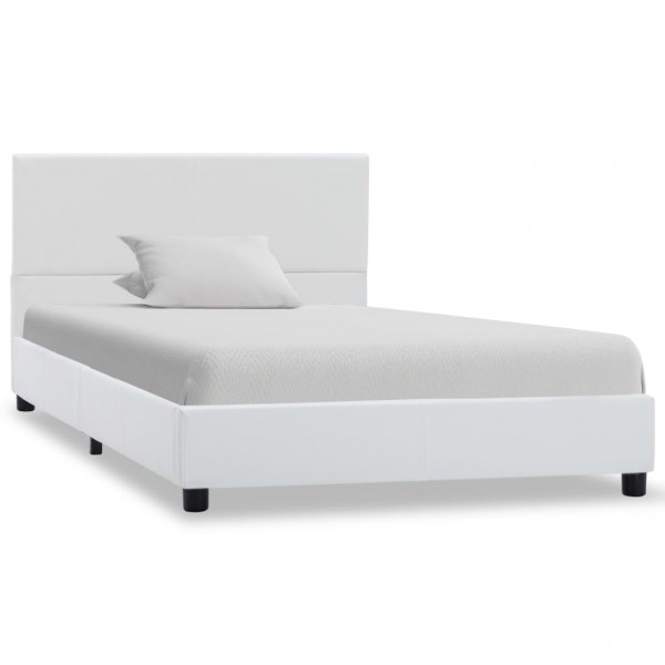 Cama canapé hidráulica cuero sintético blanco 90x200 cm
