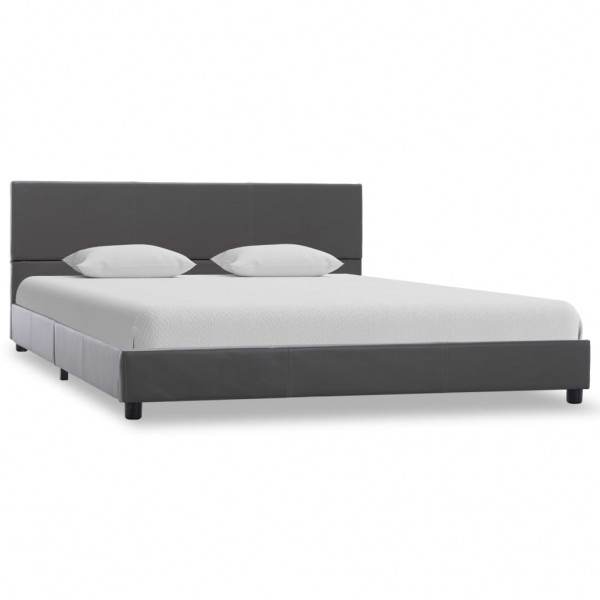 Cama canapé hidráulica cuero sintético gris 120x200 cm