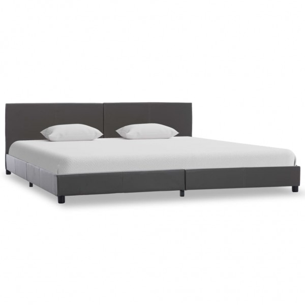 Cama canapé hidráulica cuero sintético gris 160x200 cm