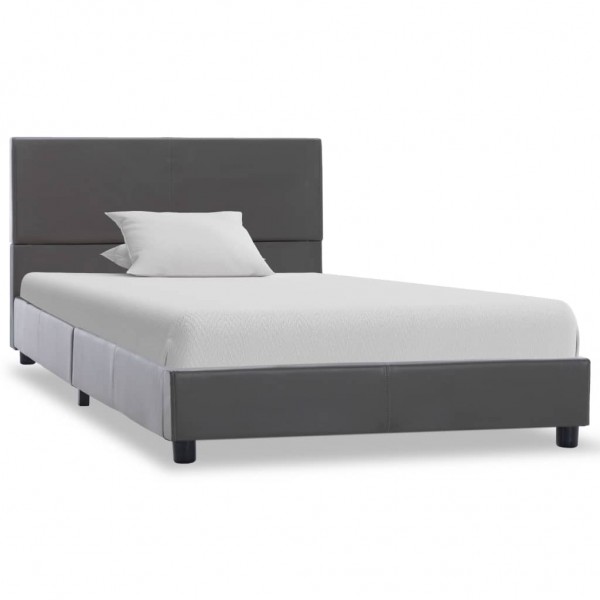 Cama canapé hidráulica cuero sintético gris 90x200 cm