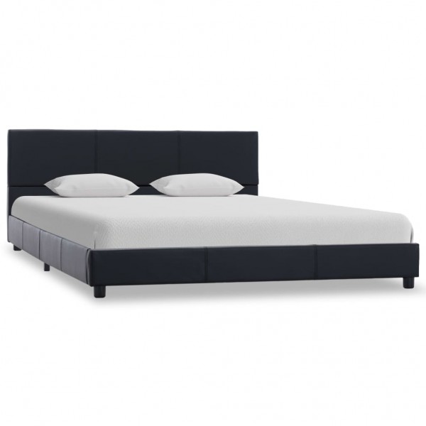 Cama canapé hidráulica cuero sintético negro 120x200 cm