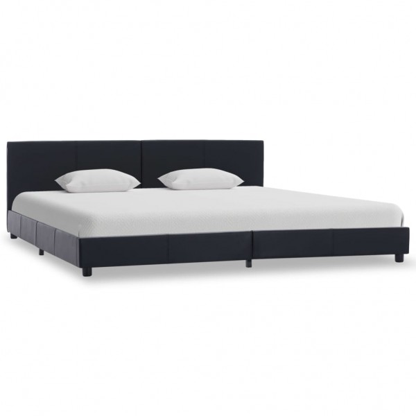Cama canapé hidráulica cuero sintético negro 180x200 cm