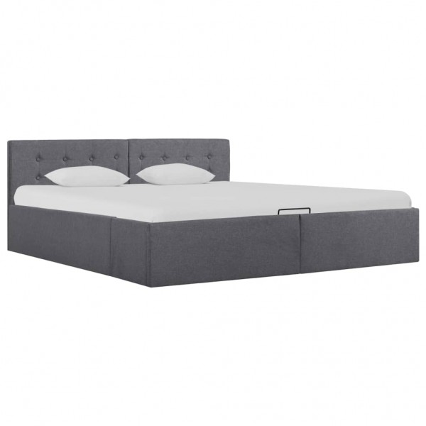Cama canapé hidráulica LED tela gris oscuro 160x200 cm