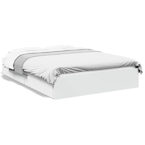 Cama con cajones madera de ingeniería blanca 140x190 cm