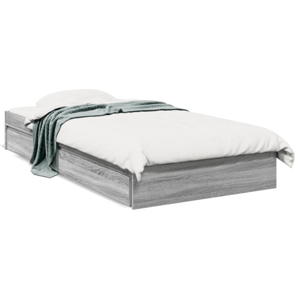 Cama con cajones madera de ingeniería gris Sonoma 75x190 cm