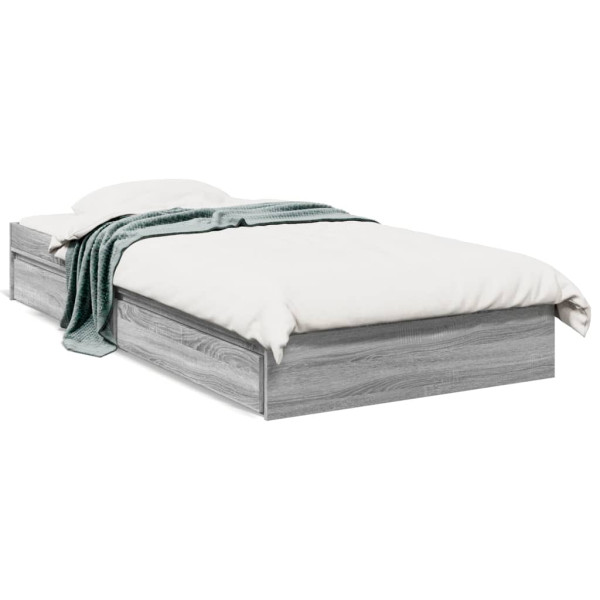 Cama con cajones madera de ingeniería gris Sonoma 90x190 cm