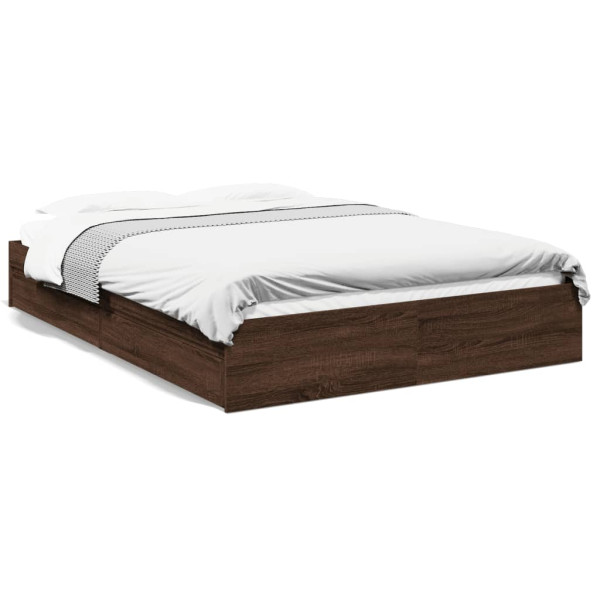 Cama con cajones madera de ingeniería marrón roble 150x200 cm