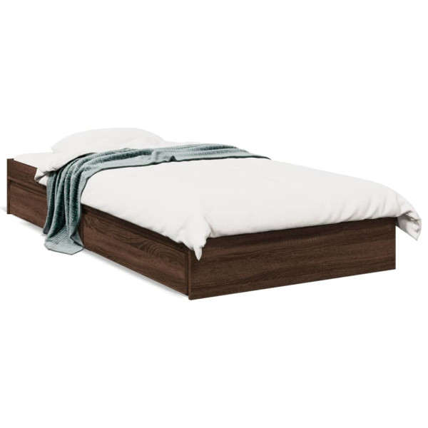 Cama con cajones madera de ingeniería marrón roble 75x190 cm