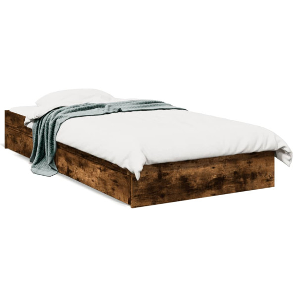 Cama con cajones madera de ingeniería roble ahumado 75x190 cm