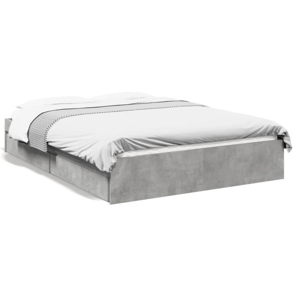 Cama con cajones madera ingeniería gris hormigón 140x200 cm