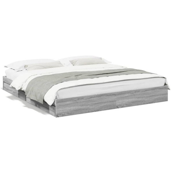 Cama con cajones madera ingeniería gris Sonoma 180x200 cm