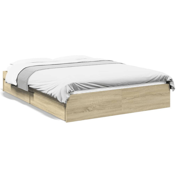 Cama con cajones madera ingeniería roble Sonoma 140x190 cm