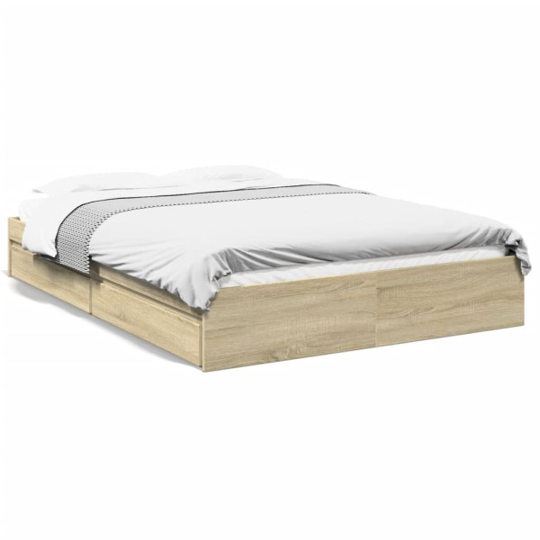 Cama con cajones madera ingeniería roble Sonoma 160x200 cm
