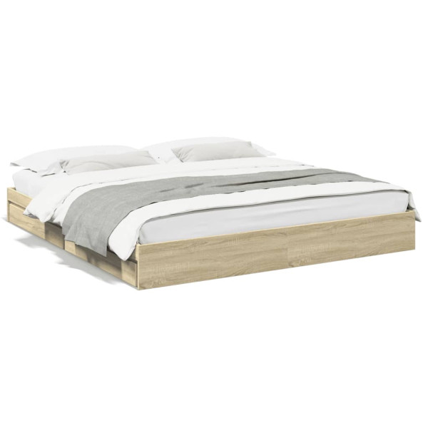 Cama con cajones madera ingeniería roble Sonoma 200x200 cm