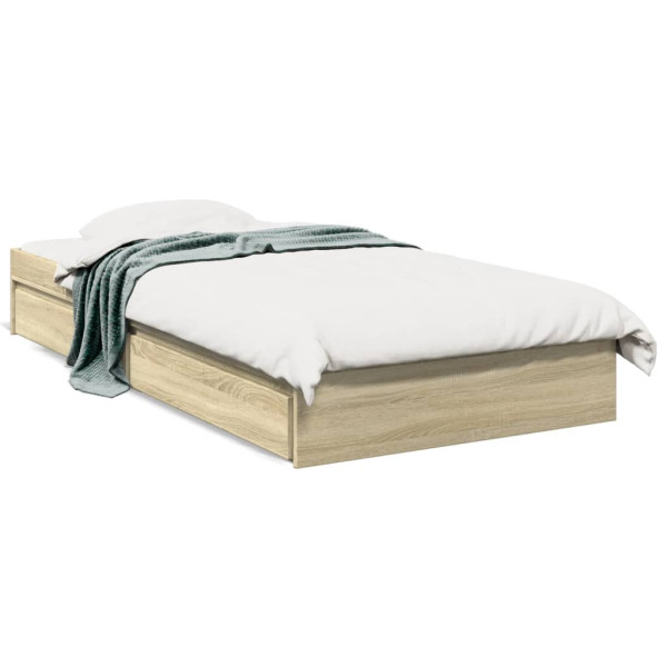 Cama con cajones madera ingeniería roble Sonoma 90x190 cm