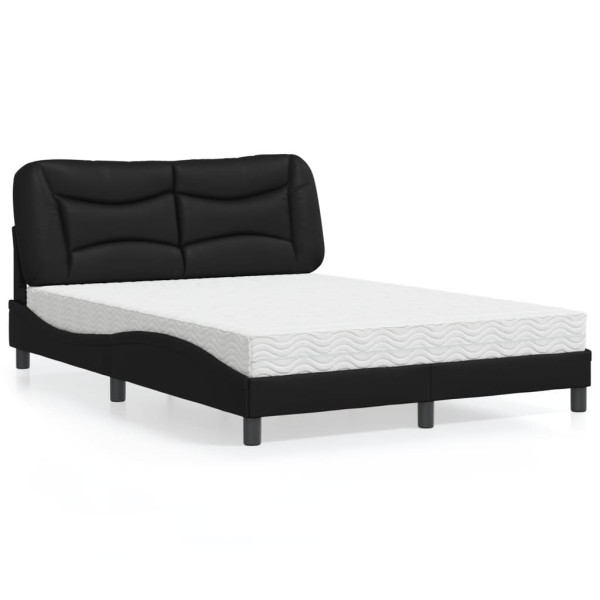Cama con colchón cuero sintético negro 120x200 cm