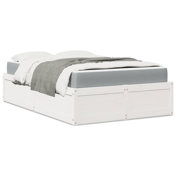Cama con colchón madera maciza de pino blanco 140x190 cm
