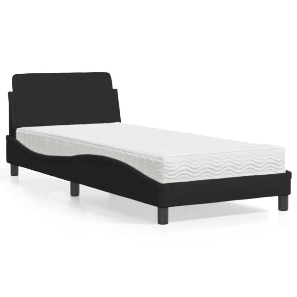 Cama con colchón tela negro 90x200 cm