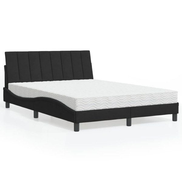Cama con colchón terciopelo negro 140x200 cm