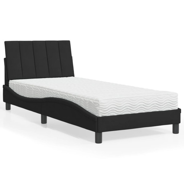 Cama con colchón terciopelo negro 80x200 cm