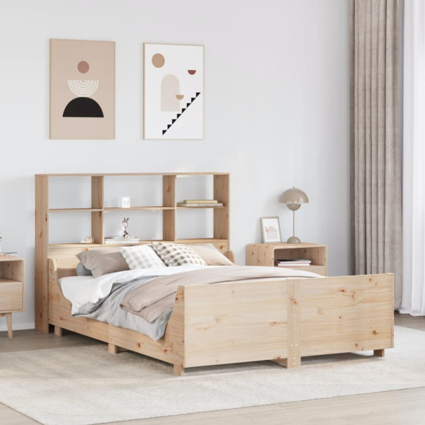 Cama con estantería sin colchón madera maciza 120x190 cm