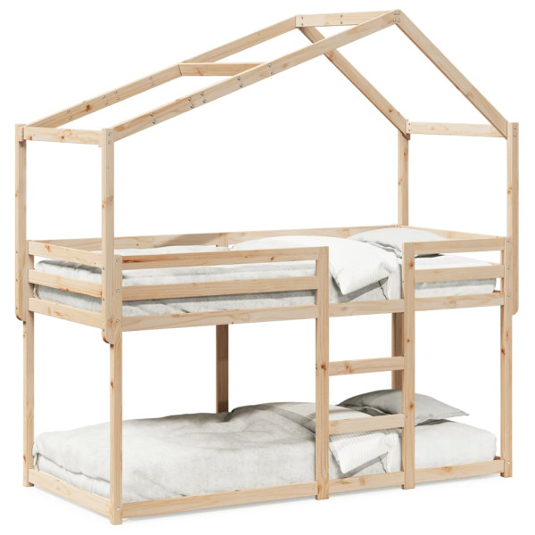 Cama con techo madera maciza de pino 90x200 cm