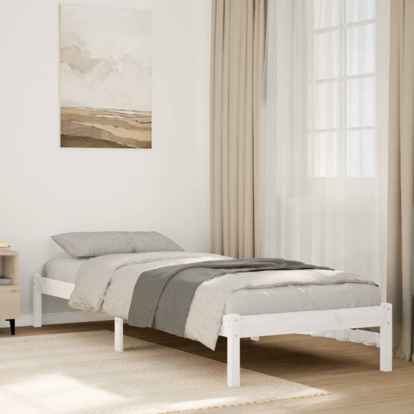 Cama extralarga sin colchón madera maciza pino blanca 100x210cm
