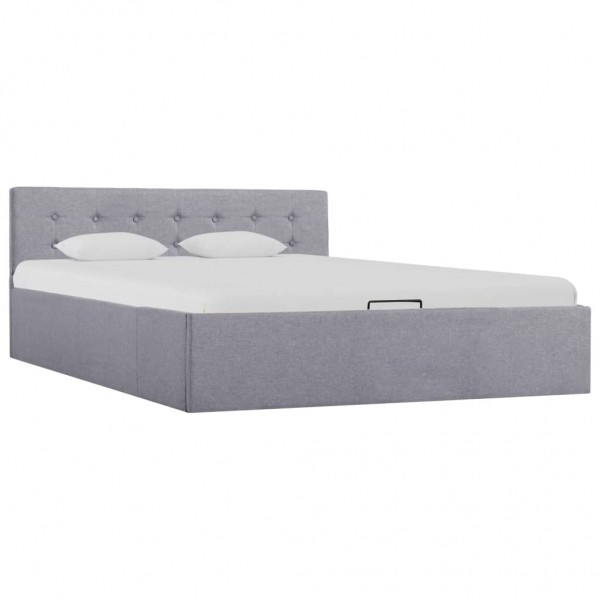 Cama hidráulica con almacenaje y LED tela gris claro 140x200 cm