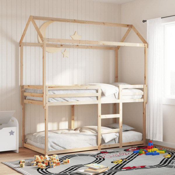 Cama litera con techo madera maciza de pino 90x200 cm