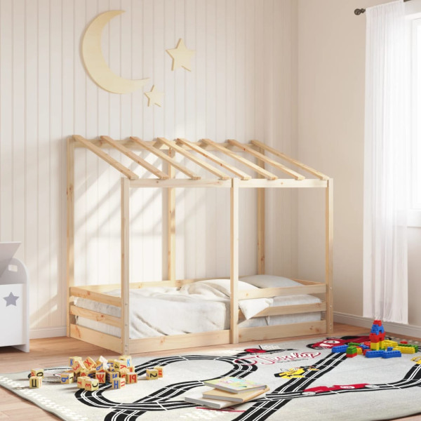 Cama para niños con techo madera maciza de pino 80x160 cm