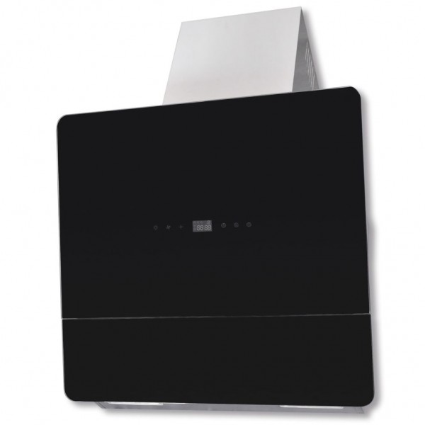 Campana extractora vidrio templado negro con pantalla 600 mm