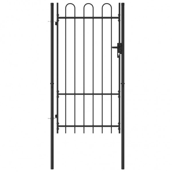 Cancela de valla con una puerta y arco acero negro 1x1.75 m