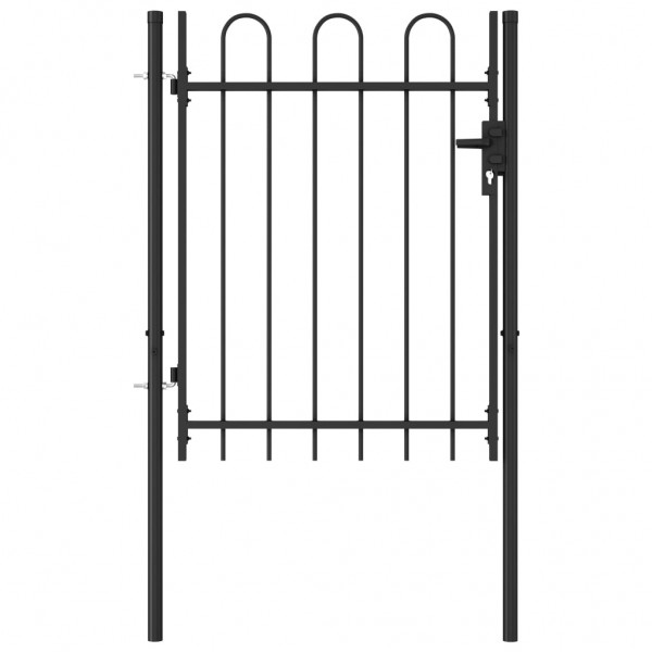 Cancela de valla con una puerta y arcos acero negro 1x1.2 m