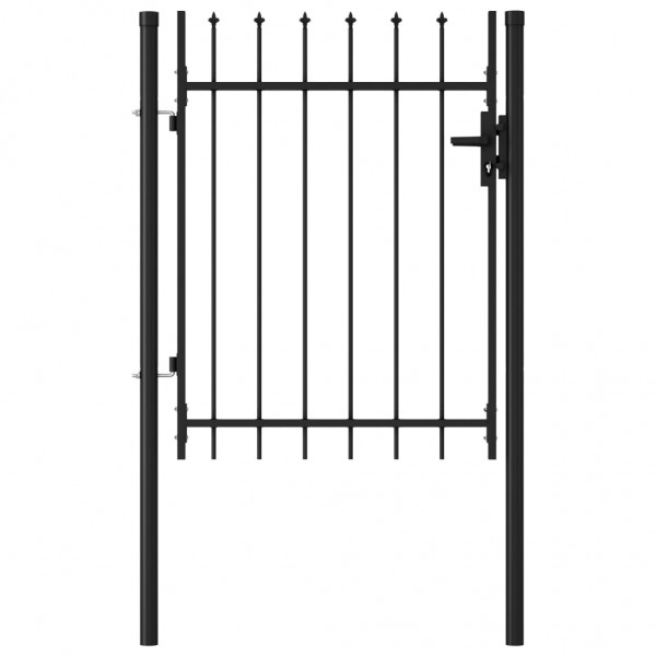 Cancela de valla con una puerta y puntas acero negro 1x1.2 m