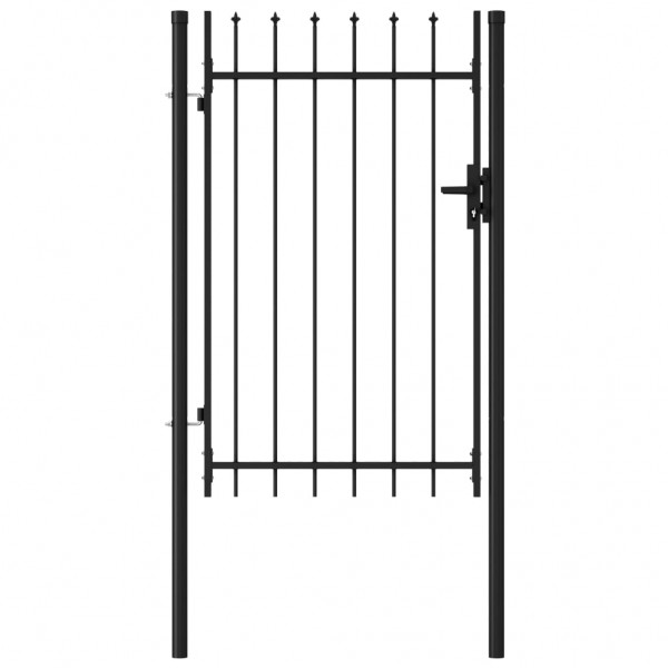 Cancela de valla con una puerta y puntas acero negro 1x1.5 m