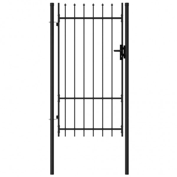 Cancela de valla con una puerta y puntas acero negro 1x1.75 m
